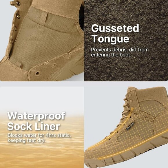 〽️Men\'s Light Brown Free Soldier Durable Waterproof Lightweight Tactical Boots main image 9